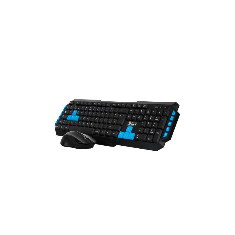 TECLADO+RATON 3GO MM WIRELESS DRILE2 NEGRO USB 