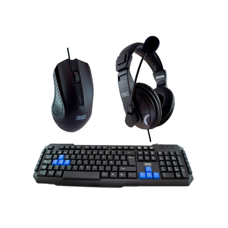 TECLADO+RATON+AURICULARES 3GO