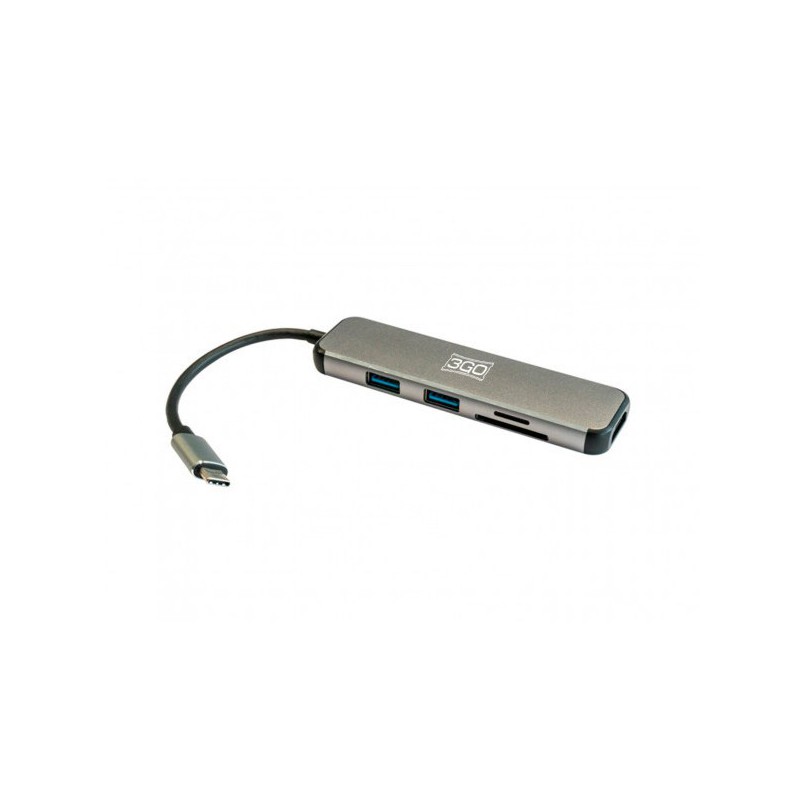 HUB 3GO USB 3.0 TYPE-C 2P USB-A + CR + HDMI 