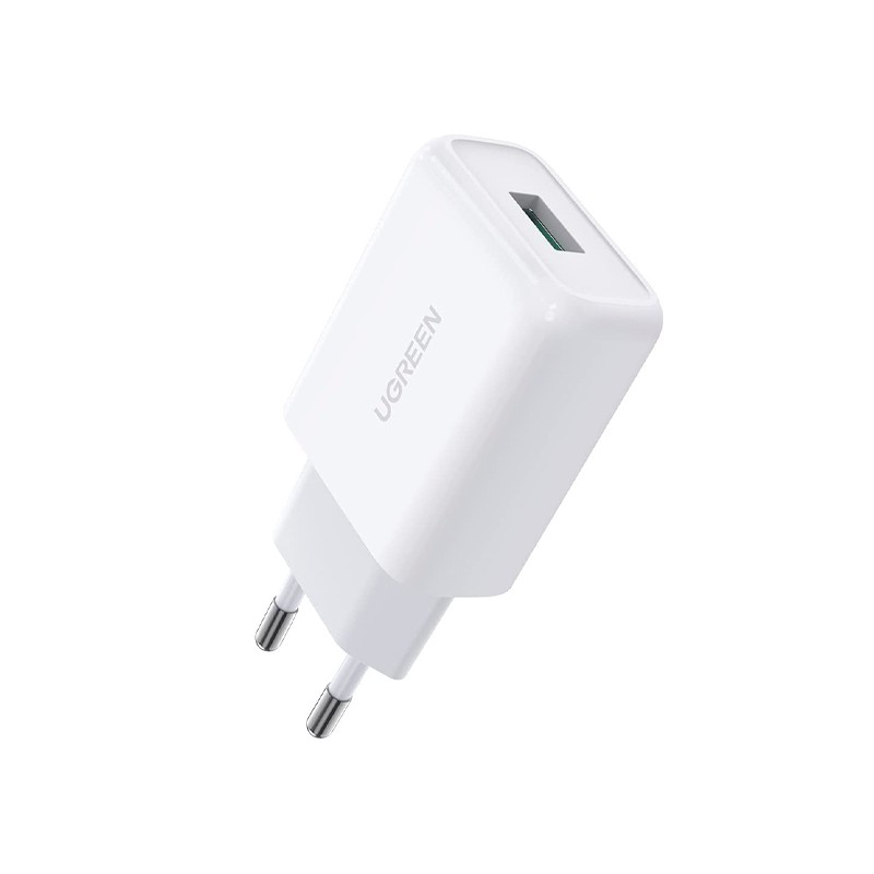 CARGADOR DE RED 18W ENTRADA USB A QC3.0-UGREEN BLANCO