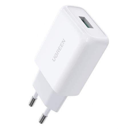 CARGADOR DE RED 18W ENTRADA USB A QC3.0-UGREEN BLANCO