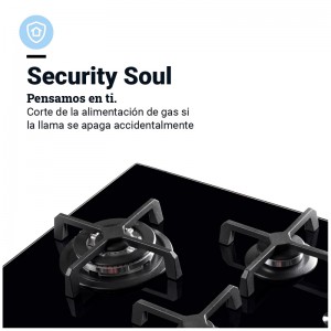 ENCIMERA DE GAS MAIA B-PLUS 5062 3 FUEGOS CRISTAL NEGRO