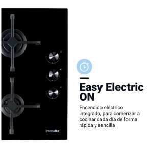 ENCIMERA DE GAS MAIA B-PLUS 5062 3 FUEGOS CRISTAL NEGRO