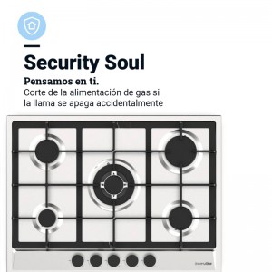 ENCIMERA GAS POLARIS 4005 INOX 5 FUEGOS