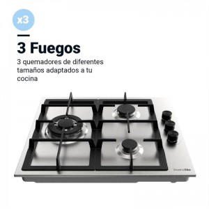ENCIMERA GAS POLARIS 4003 INOX 3 FUEGOS