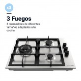 ENCIMERA GAS POLARIS 4003 INOX 3 FUEGOS