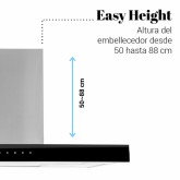 CAMPANA DECORATIVA KENIA 3190 INOX T INV. 90 CM FRONT NEGRO