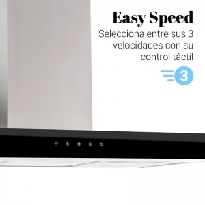 CAMPANA DECORATIVA KENIA 3190 INOX T INV. 90 CM FRONT NEGRO