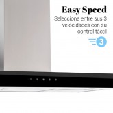 CAMPANA DECORATIVA KENIA 3190 INOX T INV. 90 CM FRONT NEGRO