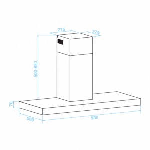 CAMPANA DECORATIVA KENIA 3190 INOX T INV. 90 CM FRONT NEGRO