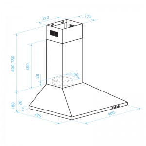 CAMPANA PIRAMIDAL EVEREST 2090 INOX 90 CM