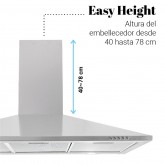 CAMPANA PIRAMIDAL EVEREST 2090 INOX 90 CM