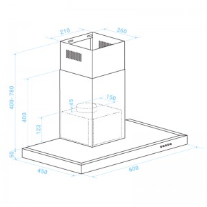 CAMPANA EN T KENIA 2060 INOX 60 CM