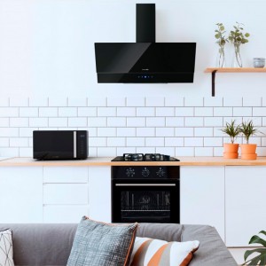 CAMPANA ESTELA 2090B CRISTAL NEGRO 90 CM