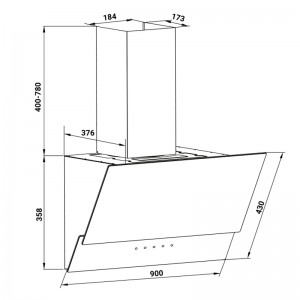 CAMPANA ESTELA 2090B CRISTAL NEGRO 90 CM