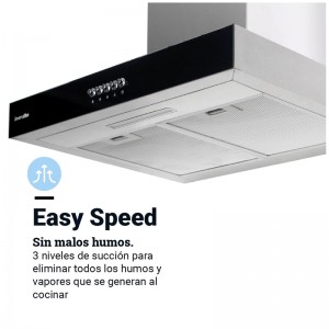 CAMPANA KENIA 4060 EN T NEGRA INOX 60CM