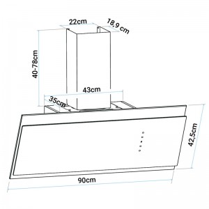 CAMPANA DECORATIVA ANDRES 4090B NEGRA/INOX 90CM