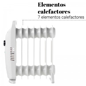 RADIADOR MINI 700W ACEITE 7 ELEMENTOS BLANCO