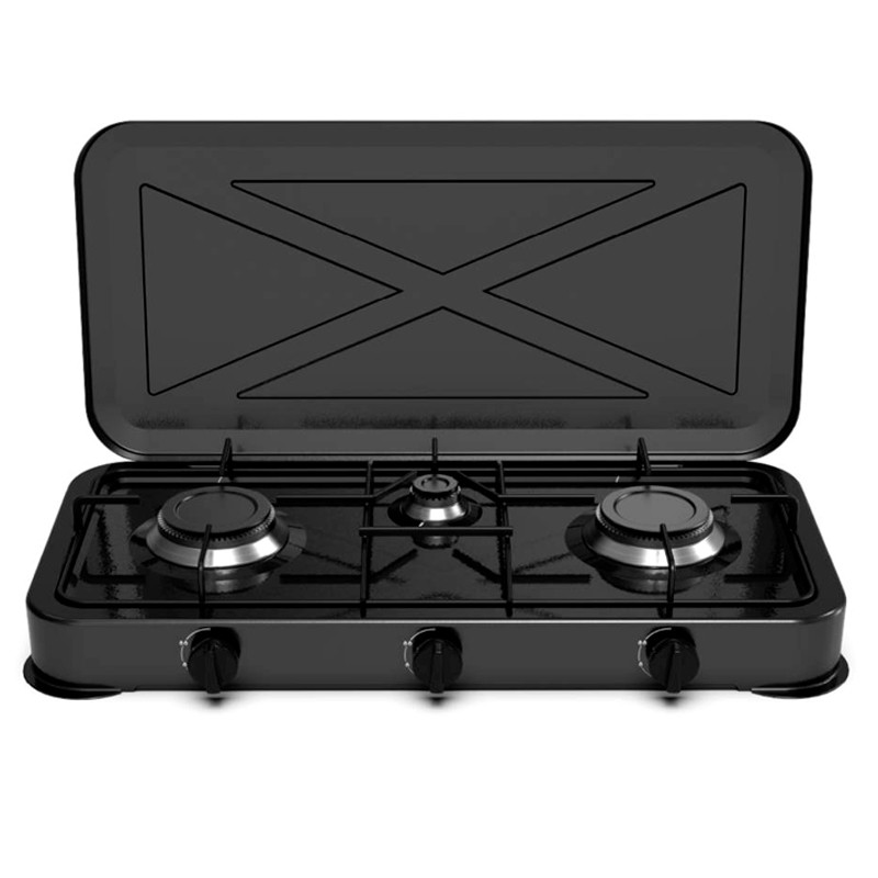 PLACA GAS PORTÁTIL FLAVOURMY 3 FUEGOS COLOR NEGRO