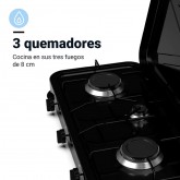 PLACA GAS PORTÁTIL FLAVOURMY 3 FUEGOS COLOR NEGRO
