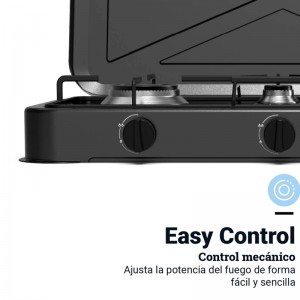 PLACA GAS PORTÁTIL FLAVOURMY 3 FUEGOS COLOR NEGRO