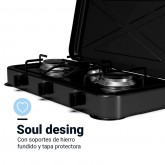 PLACA GAS PORTÁTIL FLAVOURMY 3 FUEGOS COLOR NEGRO