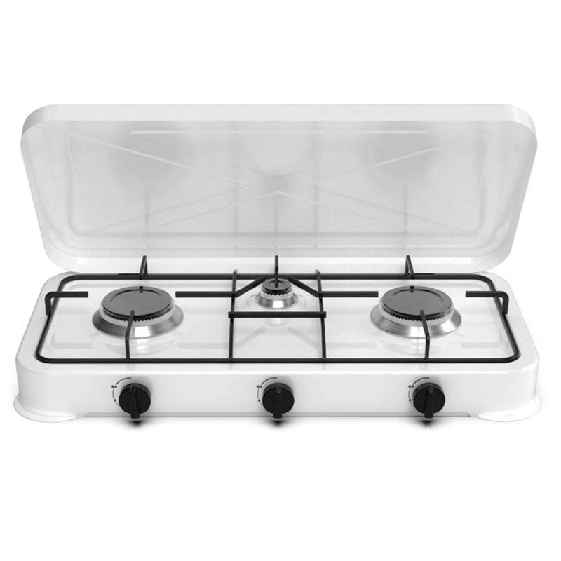 PLACA GAS PORTÁTIL FLAVOURMY 3 FUEGOS COLOR BLANCA
