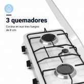 PLACA GAS PORTÁTIL FLAVOURMY 3 FUEGOS COLOR BLANCA