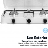 PLACA GAS PORTÁTIL FLAVOURMY 3 FUEGOS COLOR BLANCA