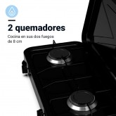 PLACA GAS PORTÁTIL FLAVOURMY 2 FUEGOS COLOR NEGRA