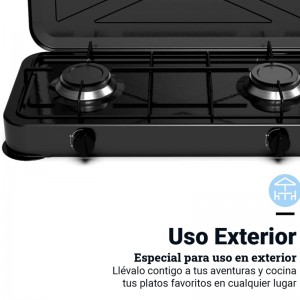 PLACA GAS PORTÁTIL FLAVOURMY 2 FUEGOS COLOR NEGRA