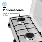 PLACA GAS PORTÁTIL FLAVOURMY 2 FUEGOS COLOR BLANCA