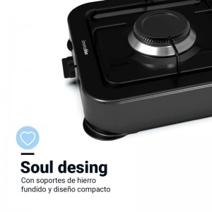 PLACA GAS PORTÁTIL FLAVOURMY 1 FUEGO COLOR NEGRO