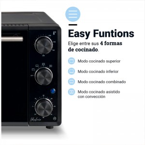 MINI HORNO CONVECCIÓN HEALTHYBAKE 48 L 2000W FULL BLACK