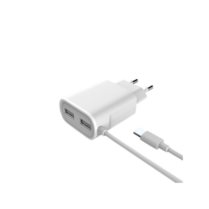 CARGADOR PARED 3GO MICROUSB+2 PUERTOS 5V 2A 1,5M
