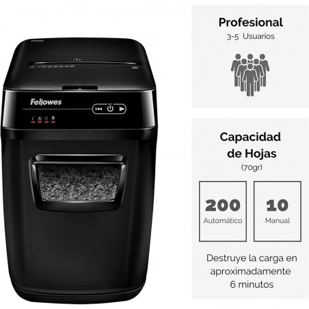 DESTRUCTORA FELLOWES AUTOMATICA-MAX 200M