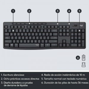 TECLADO+RATON LOGITECH WIRELESS MK295 NEGRO 