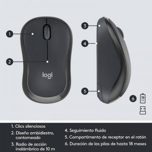 TECLADO+RATON LOGITECH WIRELESS MK295 NEGRO 