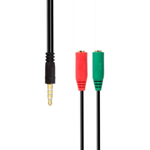 ADAP. AISENS JACK 3.5 MACHO 2X JACK HEMBRA 20CM NEGRO