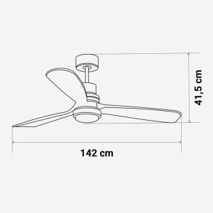 VENTILADOR TECHO BASE BLANCA 3 ASPAS 142 CM. 26W WIFI
