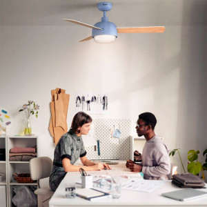 VENTILADOR TECHO VINTAGE BASE AZUL 3 ASPAS 122 CM.70W WIFI