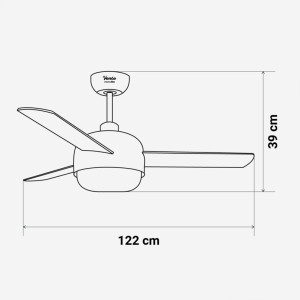 VENTILADOR TECHO VINTAGE BASE AZUL 3 ASPAS 122 CM.70W WIFI