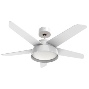 VENTILADOR TECHO BASE BLANCA Y 5 ASPAS EN MADERA 132 CM. 35W