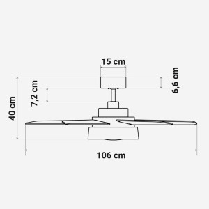 VENTILADOR TECHO BASE BLANCA Y 5 ASPAS EN MADERA 132 CM. 35W