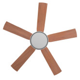 VENTILADOR TECHO BASE BLANCA 5 ASPAS EN MADERA 107 CM. 35W