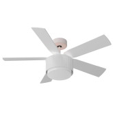 VENTILADOR TECHO BASE BLANCA 5 ASPAS EN MADERA 107 CM. 35W