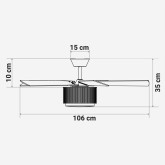 VENTILADOR TECHO BASE BLANCA 5 ASPAS EN MADERA 107 CM. 35W