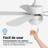 VENTILADOR DE TECHO MECÁNICO BASE BLANCA 5 ASPAS 132 CM. 60W