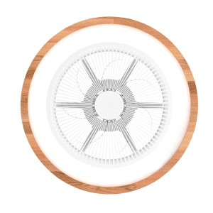 VENTILADOR DE TECHO TIPO BOX COLOR BLANCO Y MADERA 50CM WIFI