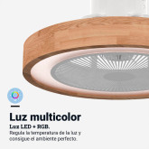 VENTILADOR DE TECHO TIPO BOX COLOR BLANCO Y MADERA 50CM WIFI